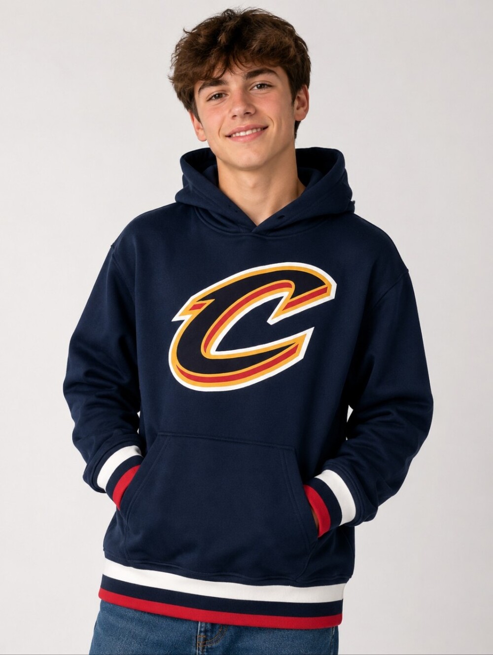 NBA Cleveland Cavaliers Navy Blue Pullover Hoodie Sz M Youth Cavs